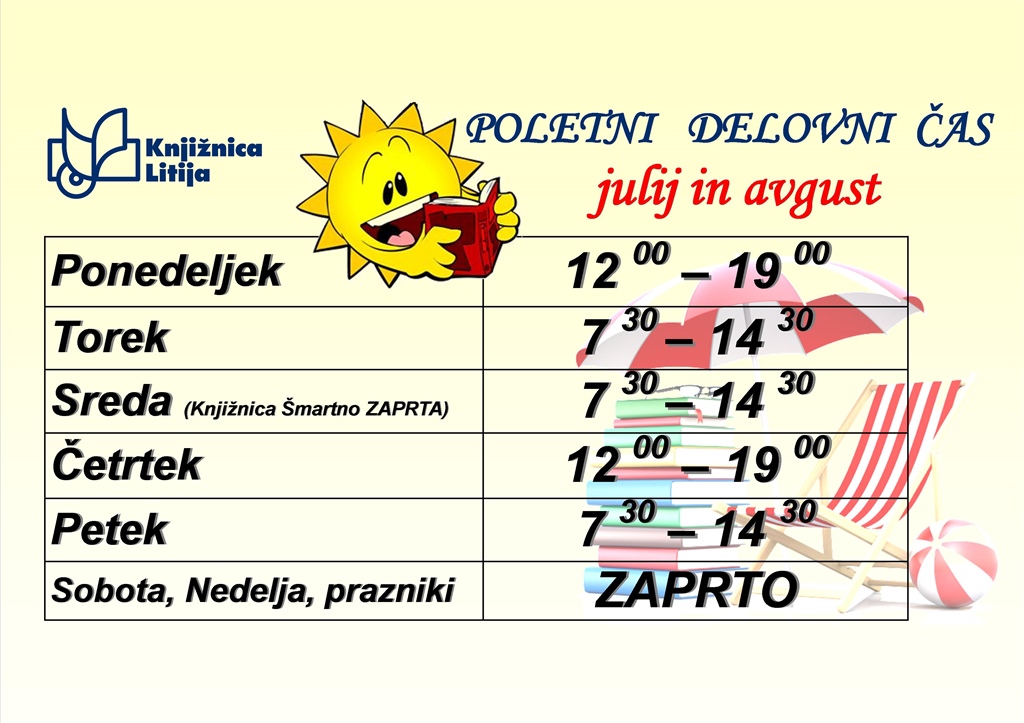 Knjižnice v juliju in avgustu odprte drugače